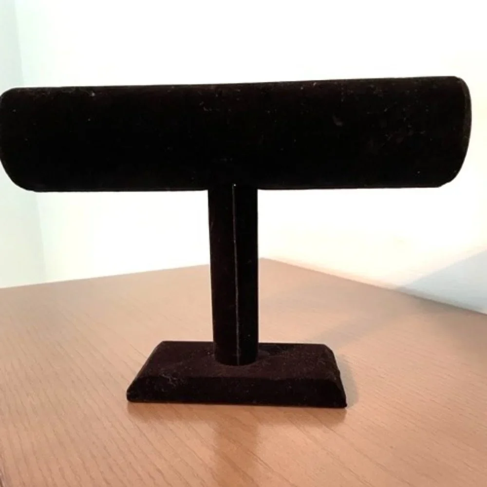 Black Felt-Covered Jewelry Stand for Bracelets